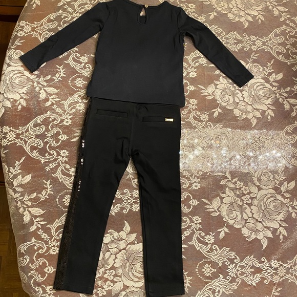 Kate Spade, Girl Toddler Size 2, Long Sleeve Shirt W/ Black Sequined Tuxedo Pant - Picture 2 of 16